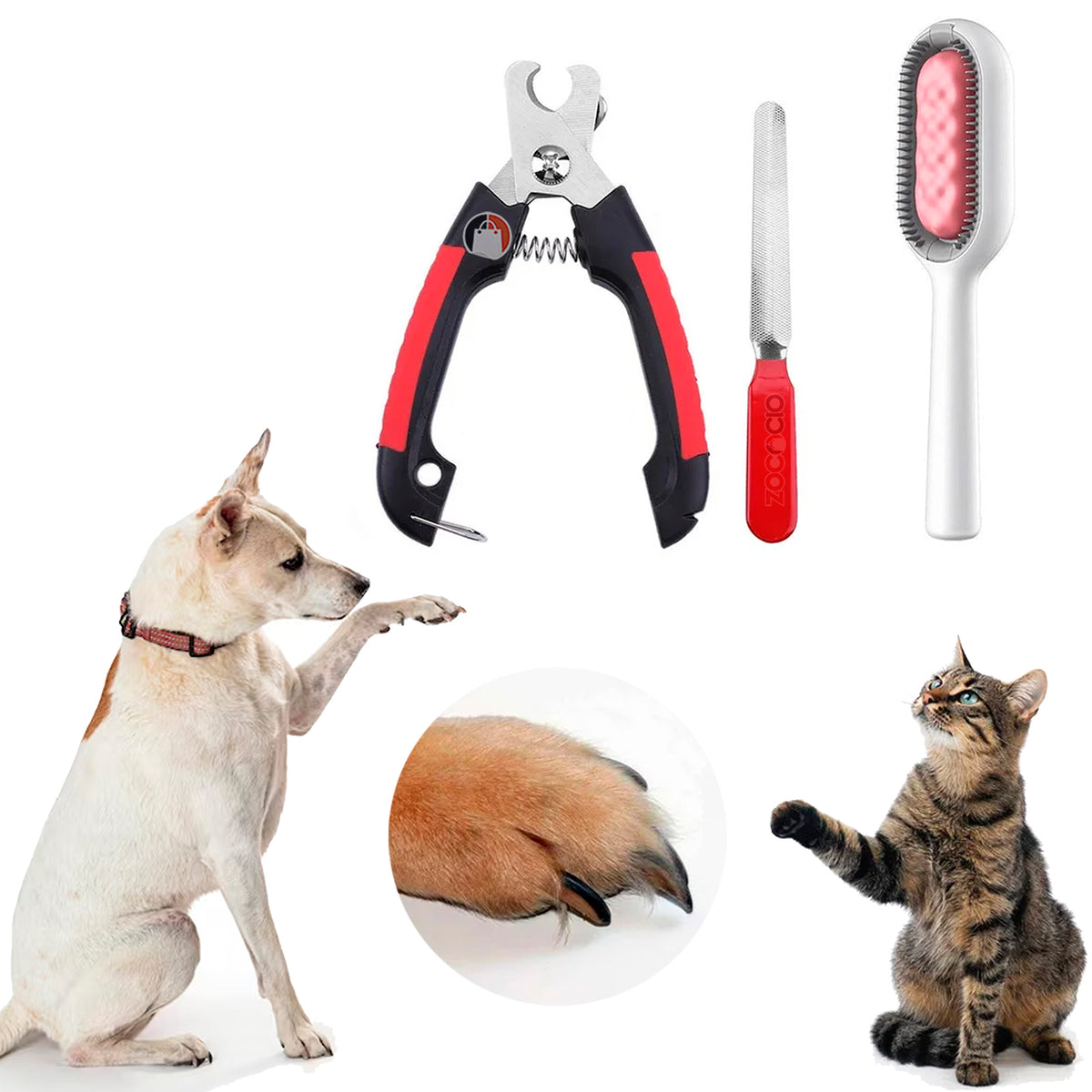 Kit Para Mascotas Cortaúñas Lima Cepillo